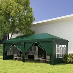 Outsunny 3 x 6m Pop Up Gazebo Party Tent Canopy Marquee with Storage Bag Green