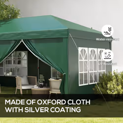 Outsunny 3 x 6m Pop Up Gazebo Party Tent Canopy Marquee with Storage Bag Green