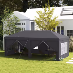 Outsunny 3 x 6m Pop Up Gazebo Height Adjustable Party Tent w/ Storage Bag Grey