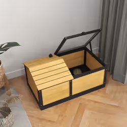 PawHut Wooden Tortoise House, Small Pet Reptile with Hide Shelter Den and Run - Additional view 6