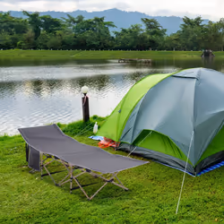 Outsunny Single Portable Outdoor Military Sleeping Bed Camping Cot Grey