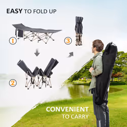 Outsunny Single Portable Outdoor Military Sleeping Bed Camping Cot Grey