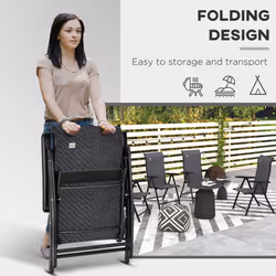 Outsunny Set of 4 Outdoor Rattan Folding Chair w/ Adjustable Backrest Grey
