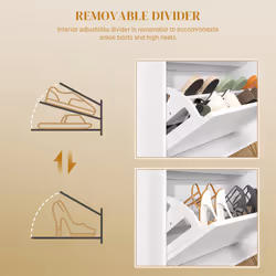 HOMCOM Narrow Shoe Storage Cabinet with 2 Flip Drawers for 12 Pairs of Shoes - Additional view 4