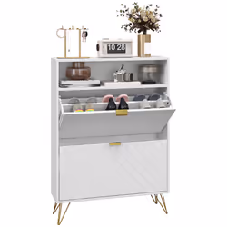 HOMCOM Narrow Shoe Storage Cabinet with 2 Flip Drawers for 12 Pairs of Shoes - Additional view 8