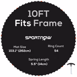 SPORTNOW Trampoline Mat with 54 V-Hooks, for 10ft Trampoline