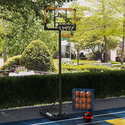SPORTNOW Basketball Backboard Hoop Net Set System w/ Wheels, 182-213cm - Black