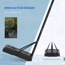SPORTNOW Basketball Backboard Hoop Net Set System w/ Wheels, 182-213cm - Black - Additional view 5