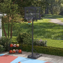 SPORTNOW Basketball Backboard Hoop Net Set w/ Wheels, 200-305cm - Black