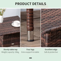 Outsunny PE Rattan Outdoor Coffee Table, Easy Match Rattan Side Table, Brown - Additional view 4