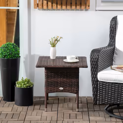 Outsunny PE Rattan Outdoor Coffee Table, Easy Match Rattan Side Table, Brown - Additional view 6
