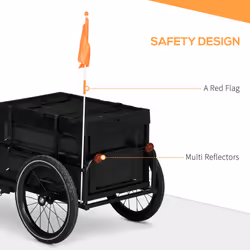HOMCOM Bicycle Trailer with 65L Foldable Storage Box and Pneumatic Tyres, Black