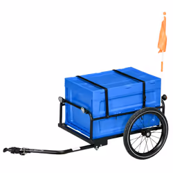 HOMCOM Bicycle Trailer with 65L Foldable Storage Box and Pneumatic Tyres, Blue - Additional view 8