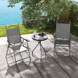 Outsunny Folding Chairs Set w/ Armrest, Breathable Mesh Fabric Seat, Dark Grey - Additional view 6