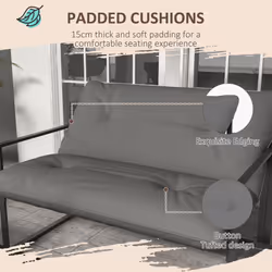 Outsunny 4 PCs Garden Sofa Set with 2 Armchairs Loveseat Coffee Table, Grey