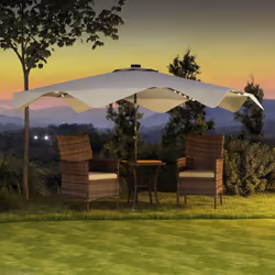 Outsunny Garden Parasol Umbrella with LED Lights and Tilt, Table Umbrella
