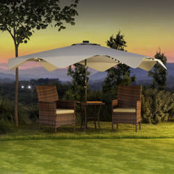 Outsunny Garden Parasol Umbrella with LED Lights and Tilt, Table Umbrella