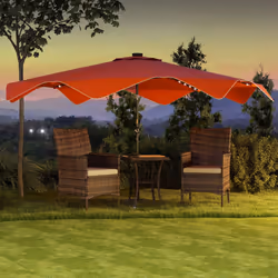 Outsunny Garden Parasol Umbrella with LED Lights and Tilt, Table Umbrella