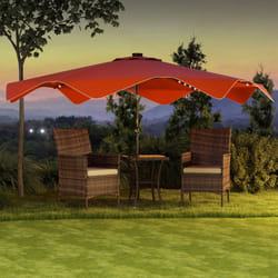 Outsunny Garden Parasol Umbrella with LED Lights and Tilt, Table Umbrella