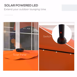 Outsunny Garden Parasol Umbrella with LED Lights and Tilt, Table Umbrella