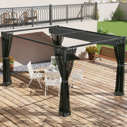 Outsunny 3 x 4m Pergola with Retractable Roof and Netting, Dark Grey