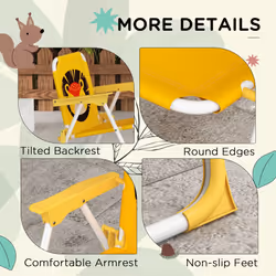 Outsunny Kids Bistro Table and Chair Set w/ Lion Theme, Adjustable Parasol - Additional view 6