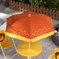 Outsunny Kids Bistro Table and Chair Set w/ Lion Theme, Adjustable Parasol - Additional view 7