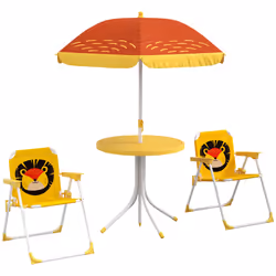 Outsunny Kids Bistro Table and Chair Set w/ Lion Theme, Adjustable Parasol - Additional view 8