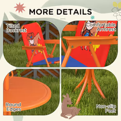Outsunny Kids Bistro Table and Chair Set w/ Cowboy Theme, Adjustable Parasol - Additional view 6