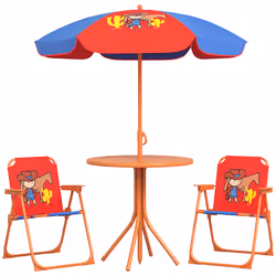 Outsunny Kids Bistro Table and Chair Set w/ Cowboy Theme, Adjustable Parasol - Additional view 8