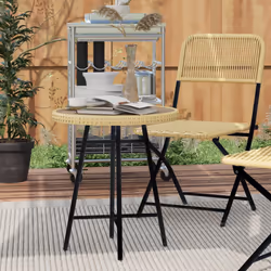Outsunny PE Rattan Side Table for Indoor, Outdoor, Balcony, Patio, Natural