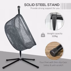 Outsunny Hanging Swing Chair w/ Thick Cushion, Patio Hanging Chair, Dark Grey