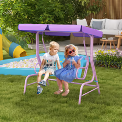 Outsunny 2 Seater Kids Swing Chair, Fairy-Themed with Adjustable Canopy