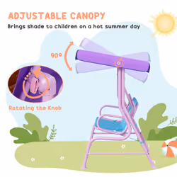 Outsunny 2 Seater Kids Swing Chair, Fairy-Themed with Adjustable Canopy