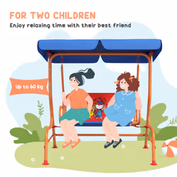 Outsunny 2 Seater Kids Swing Chair, Cowboy Themed with Adjustable Canopy
