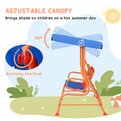 Outsunny 2 Seater Kids Swing Chair, Cowboy Themed with Adjustable Canopy