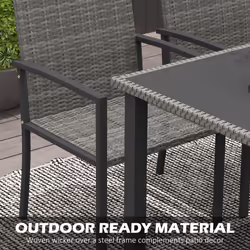 Outsunny Rattan Garden Furniture for 4, Dining Table and Chairs, Grey - Additional view 5