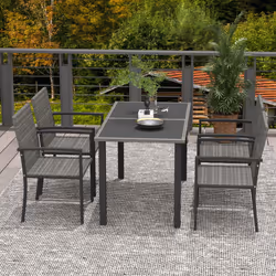 Outsunny Rattan Garden Furniture for 4, Dining Table and Chairs, Grey - Additional view 6