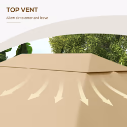 Outsunny 3 x 4m Gazebo Canopy Replacement Gazebo Roof Cover, Khaki - Additional view 4