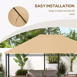 Outsunny 3 x 4m Gazebo Canopy Replacement Gazebo Roof Cover, Khaki - Additional view 5