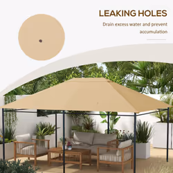 Outsunny 3 x 4m Gazebo Canopy Replacement Gazebo Roof Cover, Khaki - Additional view 6