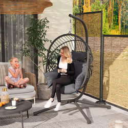 Outsunny Hanging Swing Chair w/ Thick Cushion, Patio Hanging Chair, Grey