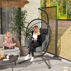 Outsunny Hanging Swing Chair w/ Thick Cushion, Patio Hanging Chair, Grey