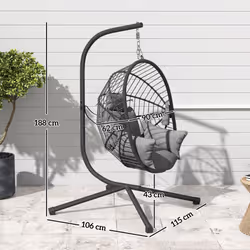 Outsunny Hanging Swing Chair w/ Thick Cushion, Patio Hanging Chair, Grey