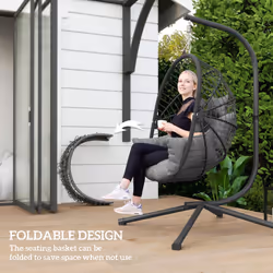 Outsunny Hanging Swing Chair w/ Thick Cushion, Patio Hanging Chair, Grey - Additional view 4