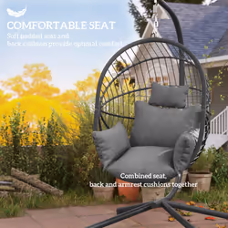 Outsunny Hanging Swing Chair w/ Thick Cushion, Patio Hanging Chair, Grey - Additional view 5