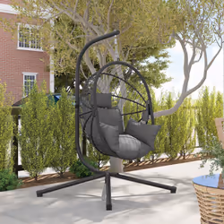 Outsunny Hanging Swing Chair w/ Thick Cushion, Patio Hanging Chair, Grey - Additional view 7
