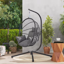 Outsunny Hanging Swing Chair w/ Thick Cushion, Patio Hanging Chair, Grey - Additional view 8