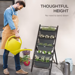 Outsunny Indoor Outdoor Vertical Raised Garden Bed with 5 Removable Tray