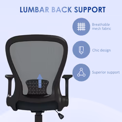 Vinsetto Mesh Office Chair, Computer Chair with Adjustable Armrest, Grey - Additional view 4